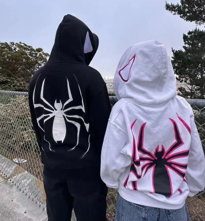Y2k Long Sleeve Zipper Sp5der Hoodie - Image 6