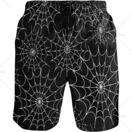 Spider Web Print Novelty Beach Board Shorts