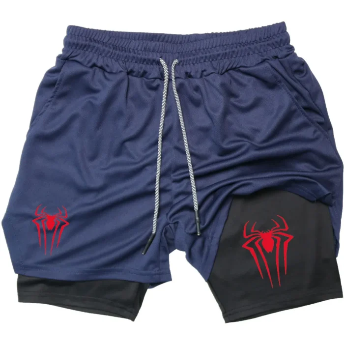 Spider Print 2 in 1 Compression Sp5der Shorts for Men - Image 3