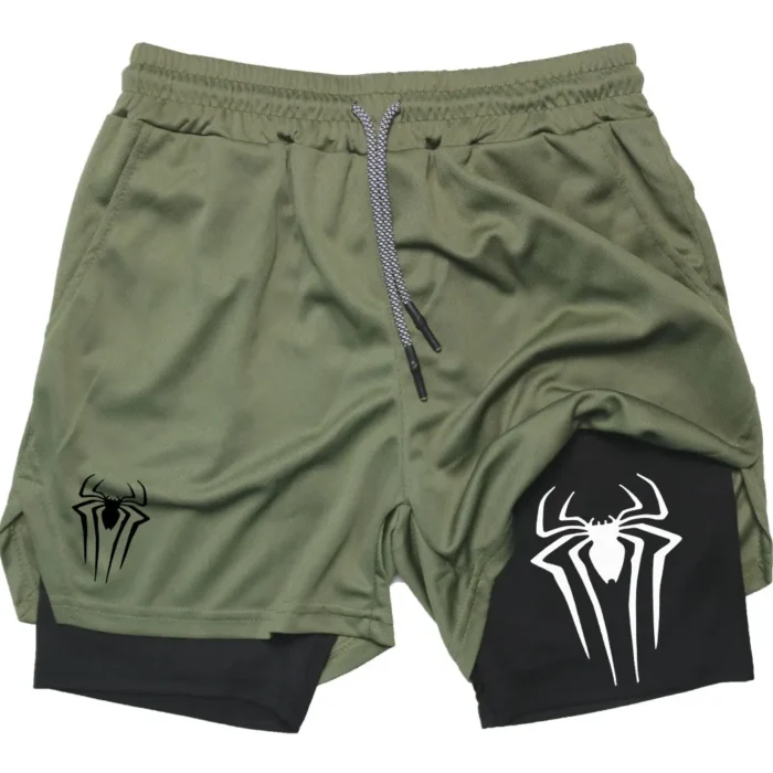 Spider Print 2 in 1 Compression Sp5der Shorts for Men - Image 6