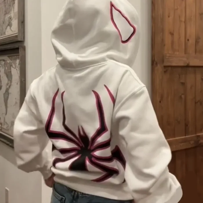 Y2k Long Sleeve Zipper Sp5der Hoodie - Image 2