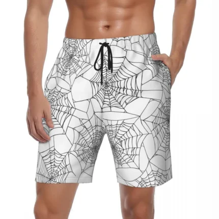 Spider Web Fashion Board Shorts Summer Cool Funny Hawaii Beach Shorts Men Running Surf Quick Dry Design Swimming Trunks
