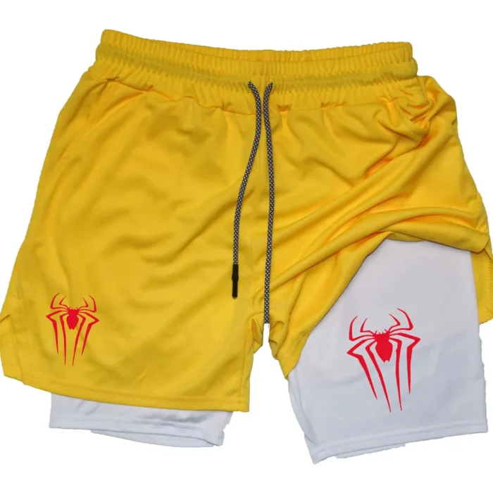Spider Print 2 in 1 Compression Sp5der Shorts for Men - Image 2