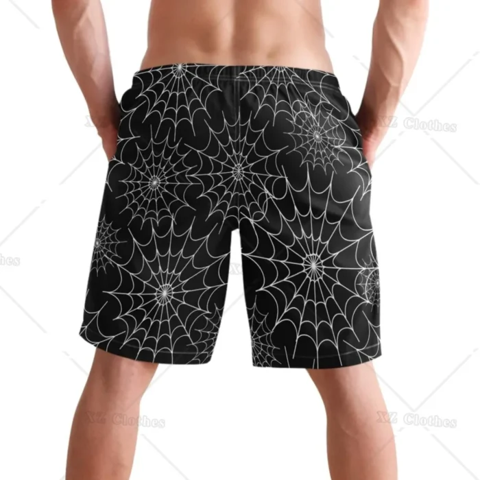 Spider Web Print Novelty Beach Board Shorts - Image 2