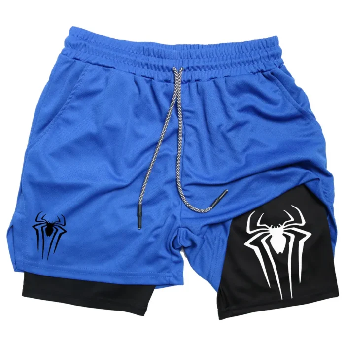 Spider Print 2 in 1 Compression Sp5der Shorts for Men - Image 5