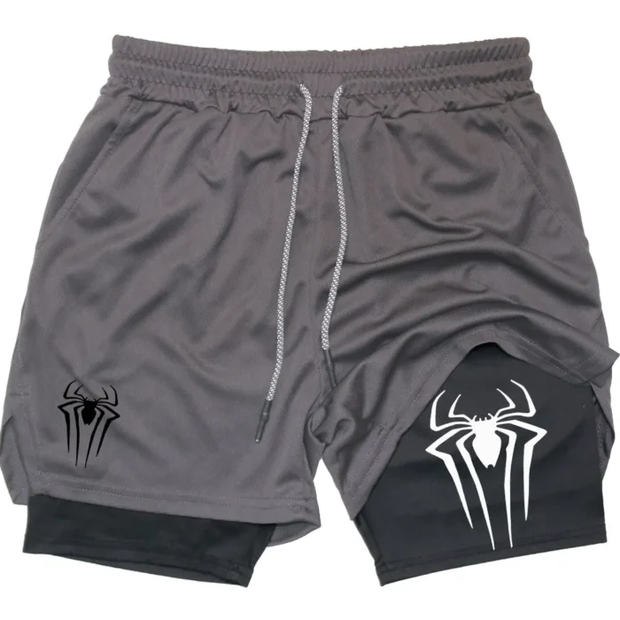 Spider Print 2 in 1 Compression Sp5der Shorts for Men - Image 4