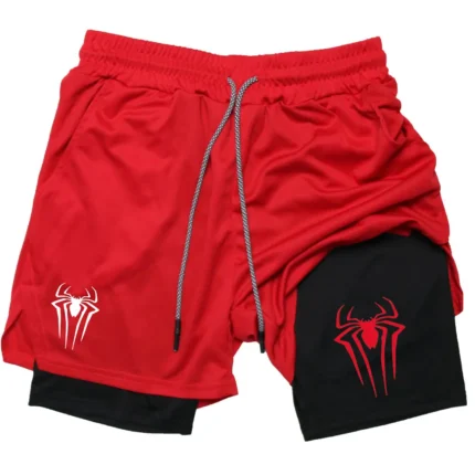 Spider Print 2 in 1 Compression Sp5der Shorts for Men