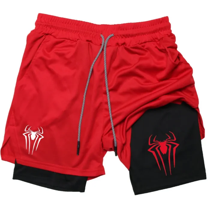 Spider Print 2 in 1 Compression Sp5der Shorts for Men