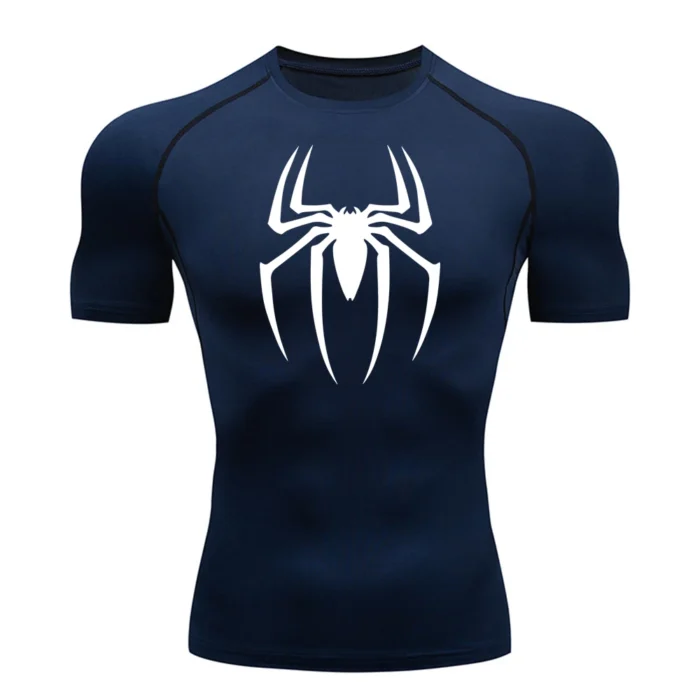 Men's Spider Print Compression Shirt, Quick Dry T-Shirt, Gym Running Jersey, Breathable Short Sleeve, Spring, Summer, M-3XL - Image 2