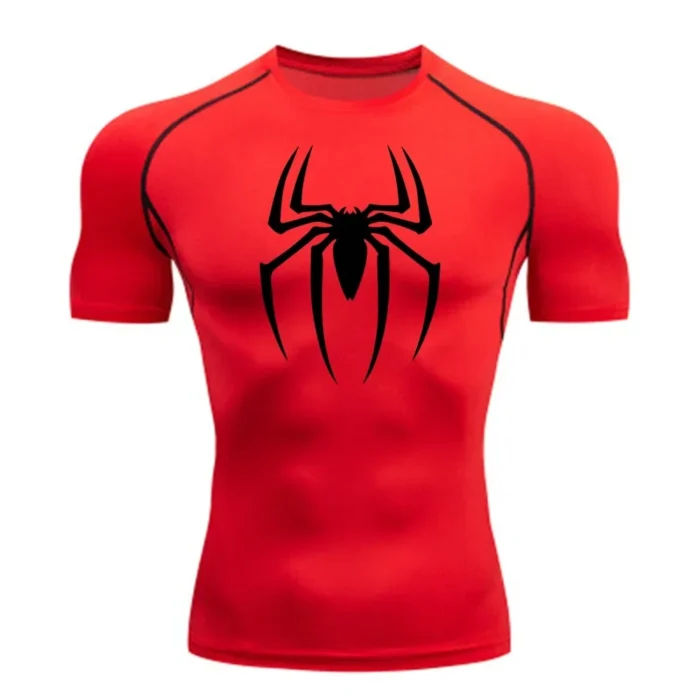 Men's Spider Print Compression Shirt, Quick Dry T-Shirt, Gym Running Jersey, Breathable Short Sleeve, Spring, Summer, M-3XL - Image 6