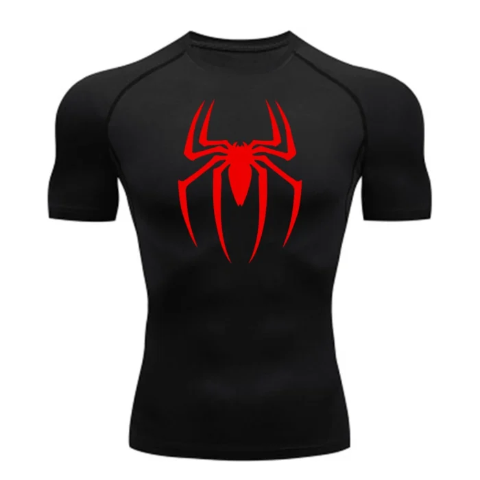 Men's Spider Print Compression Shirt, Quick Dry T-Shirt, Gym Running Jersey, Breathable Short Sleeve, Spring, Summer, M-3XL - Image 5