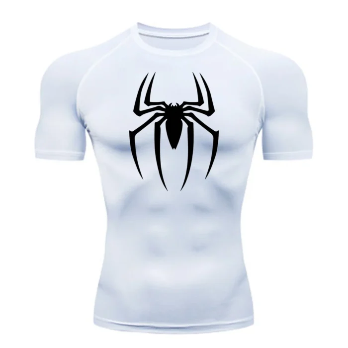 Men's Spider Print Compression Shirt, Quick Dry T-Shirt, Gym Running Jersey, Breathable Short Sleeve, Spring, Summer, M-3XL - Image 4