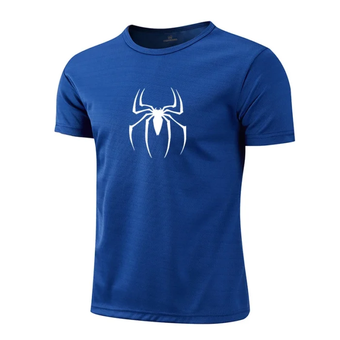 Spider Men Short Running T Shirt Gym Sports Top Quick Dry Breathable Black Fitness Sportswear Bodybuilding Clothing - Image 3