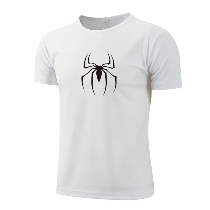 Spider Men Short Running T Shirt Gym Sports Top Quick Dry Breathable Black Fitness Sportswear Bodybuilding Clothing - Image 2