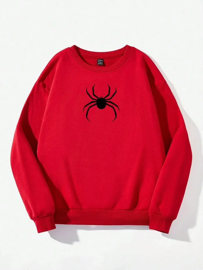 Spring Casual Women Sweatshirts Simple Spider Prints Hoodies Comfortable Fleece Soft Pullover Crewneck Loose Female Tops Clothes - Image 4