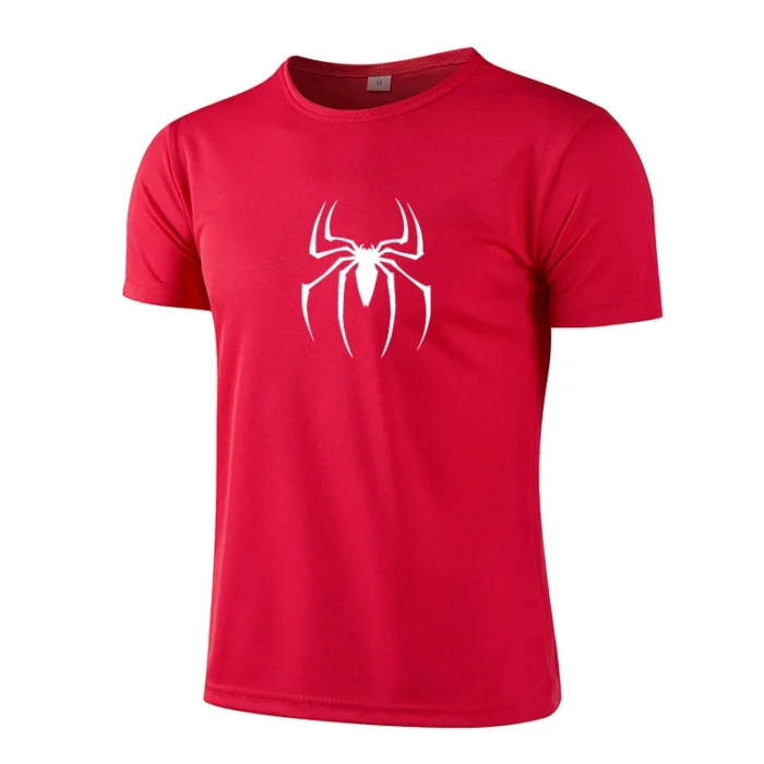 Spider Men Short Running T Shirt Gym Sports Top Quick Dry Breathable Black Fitness Sportswear Bodybuilding Clothing - Image 4