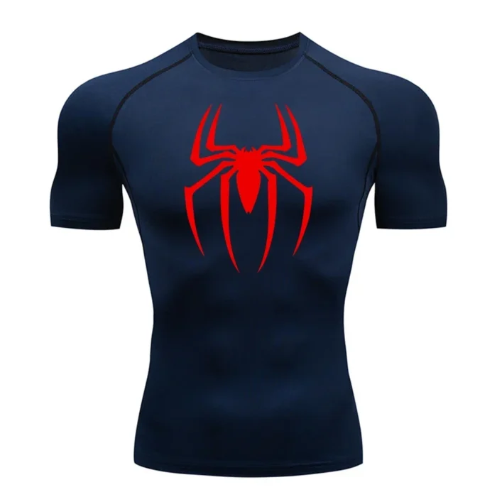 Men's Spider Print Compression Shirt, Quick Dry T-Shirt, Gym Running Jersey, Breathable Short Sleeve, Spring, Summer, M-3XL - Image 4