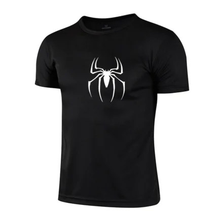 Spider Men Short Running T Shirt Gym Sports Top Quick Dry Breathable Black Fitness Sportswear Bodybuilding Clothing