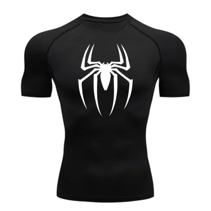 Men's Spider Print Compression Shirt, Quick Dry T-Shirt, Gym Running Jersey, Breathable Short Sleeve, Spring, Summer, M-3XL - Image 5