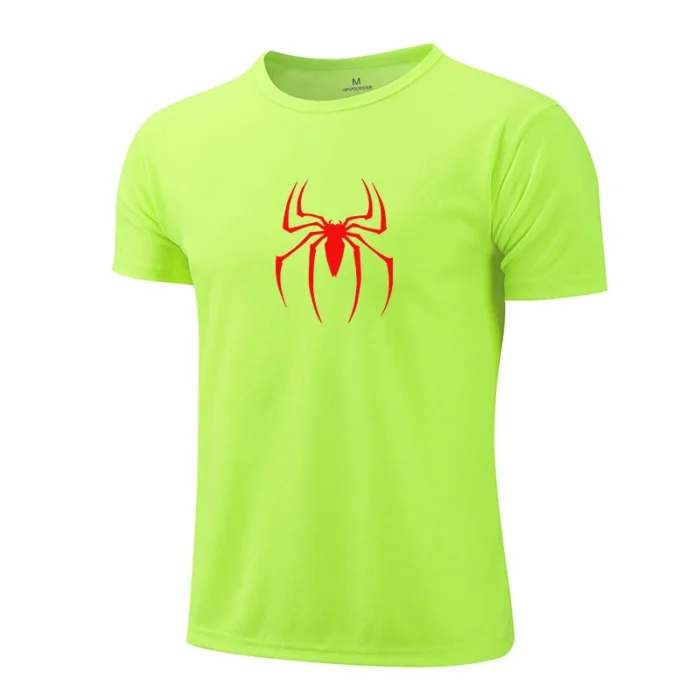 Spider Men Short Running T Shirt Gym Sports Top Quick Dry Breathable Black Fitness Sportswear Bodybuilding Clothing - Image 6