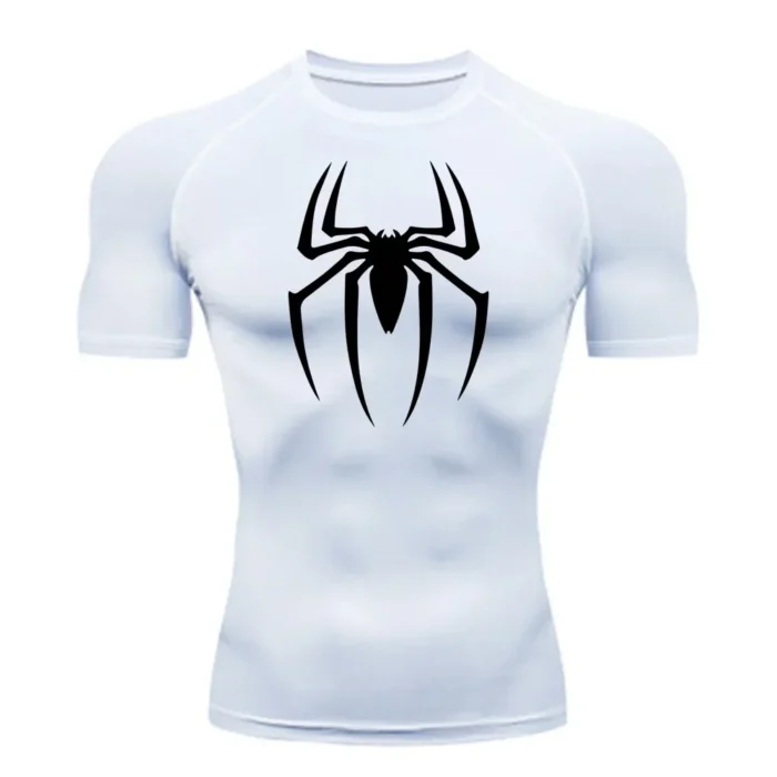 Men's Spider Print Compression Shirt, Quick Dry T-Shirt, Gym Running Jersey, Breathable Short Sleeve, Spring, Summer, M-3XL - Image 3