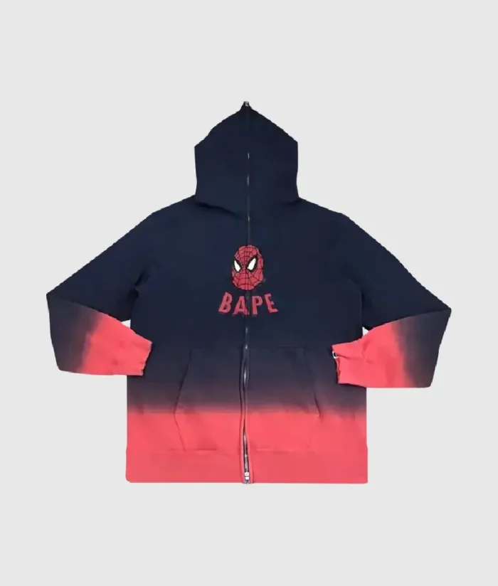 BAPE x Marvel Comics Full Zip Spider Man Hoodie – Navy/Red