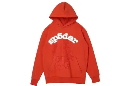 White Logo Red Sp5der Hoodie Worldwide